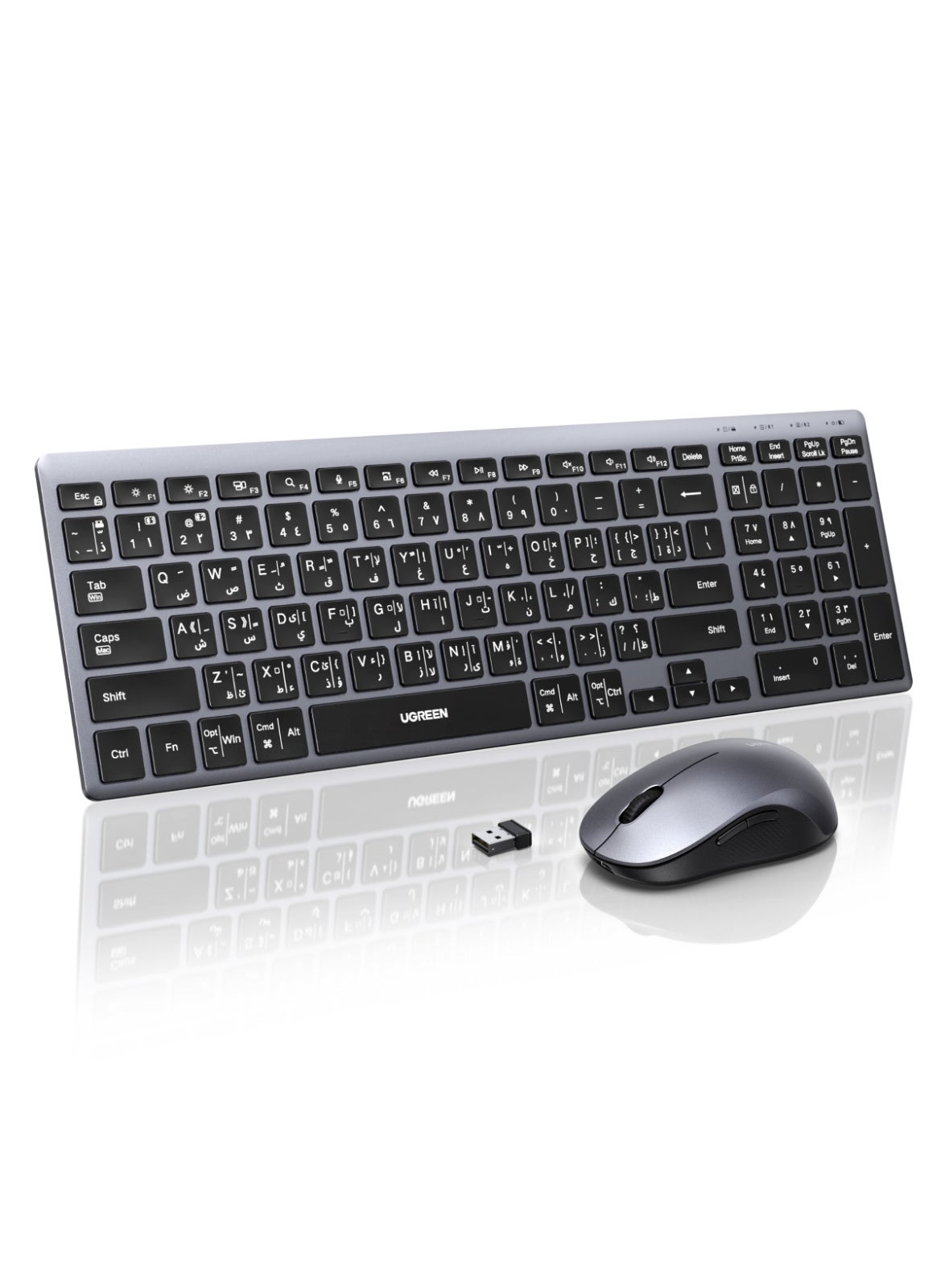 Wireless Mouse & Keyboard Combo Dual Mode Connection EN & AR Input Bluetooth 5.4 Mice Low Latency Rechargeable & Long Battery Life Adjustable DPI Suitable for Mac Os And Windows